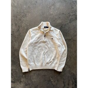 White Polo Ralph Lauren Men's Quarter-Zip Pullover Sweater